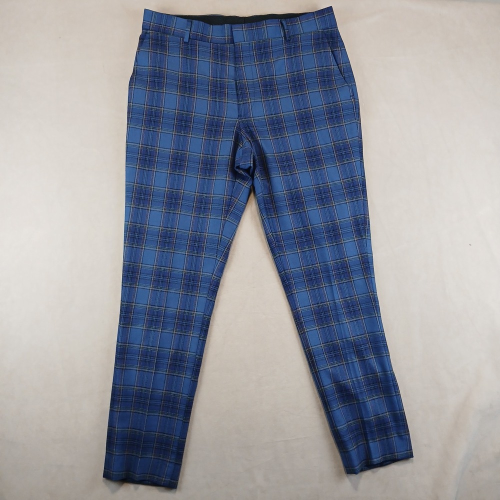 Topman 32x28 Mens Pants Trousers Slacks Plaid Slim London